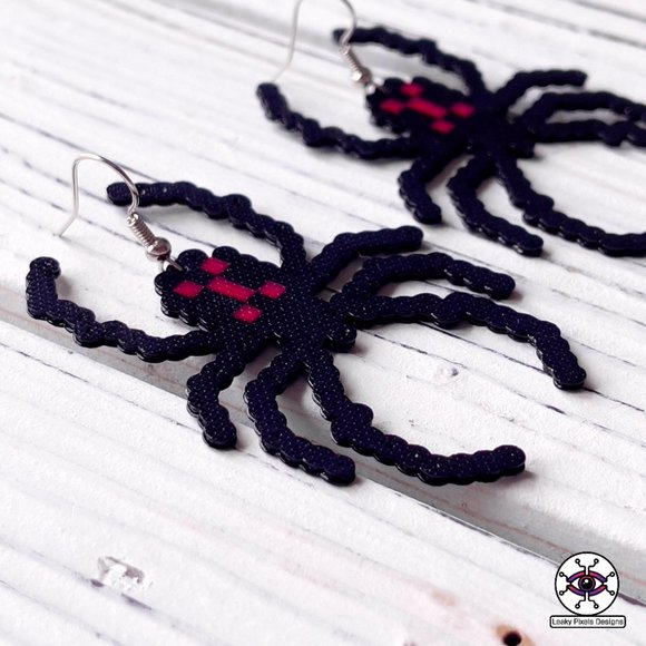 Halloween Perler Earrings | Mario Boo Ghost | Pumpkin | Black Cat | Black Widow - Picture 13 of 14